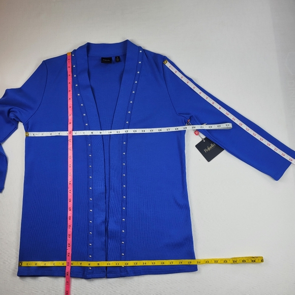 Rafaella Bright Blue OPEN CARDIGAN Womens Size M Studded Cotton 3/4 Sleeve NWT - Picture 5 of 15